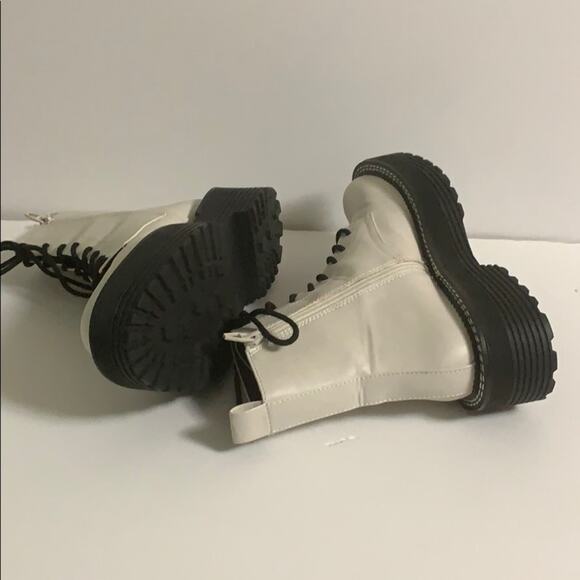 BERSHKA WHITE LACE‎ UP COMBAT BOOTS SIZE 40 - Picture 3 of 7